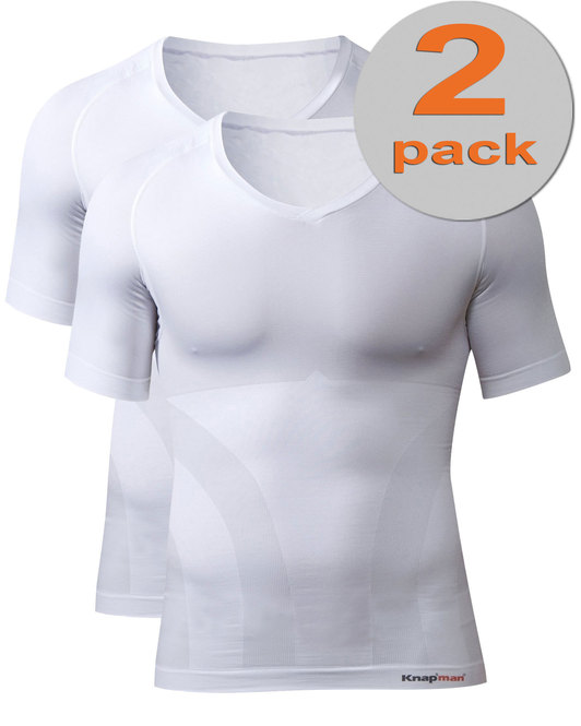 TWOPACK | Knap'man Zoned Cotton Comfort V-hals shirt wit