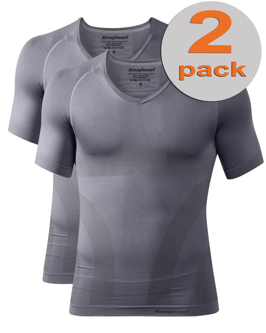 TWOPACK | Knap'man Compressieshirt V-neck 2.0 grijs