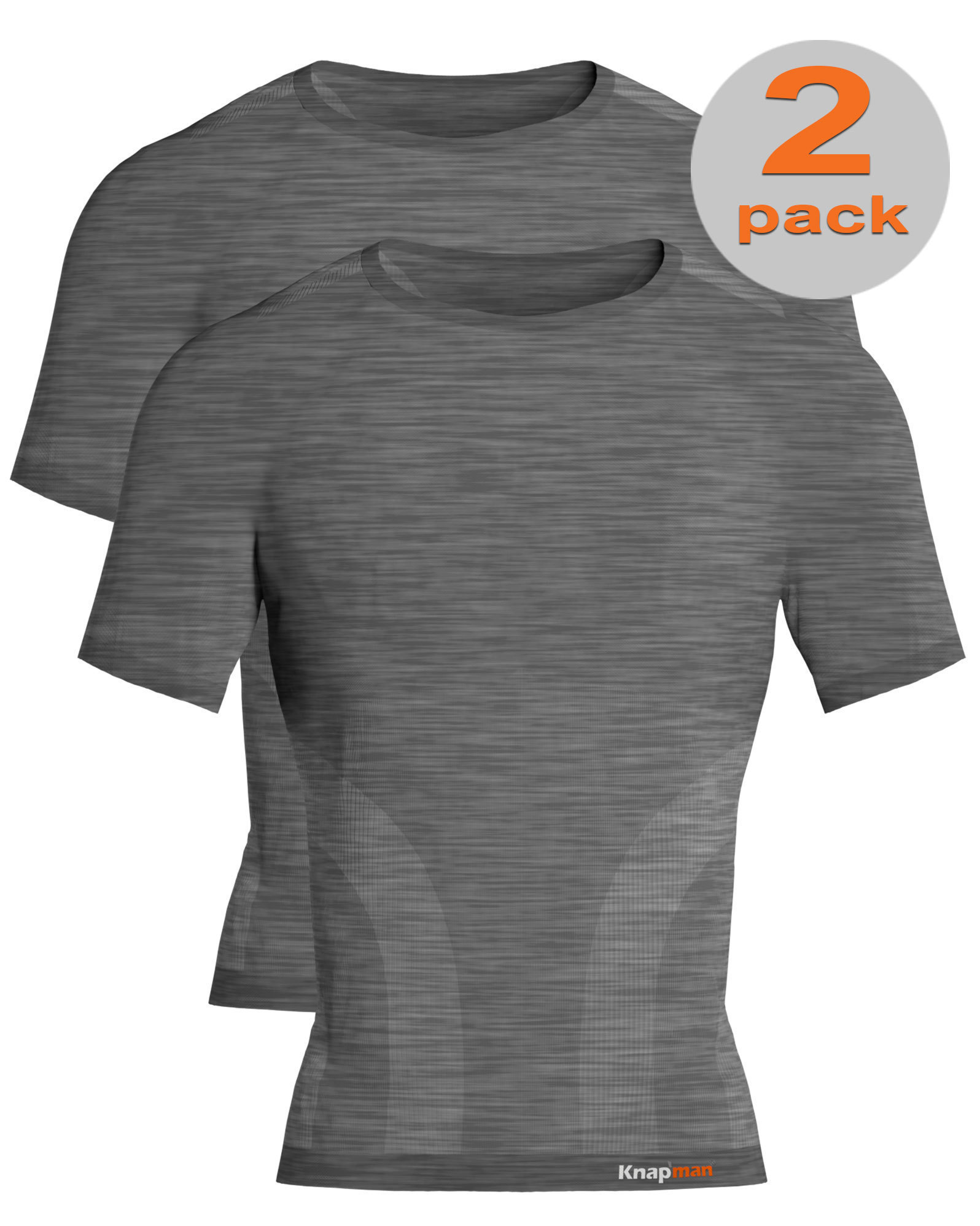 TWOPACK | Knapman Pro Performance Baselayer Shirt Short Sleeve Grijs Melange